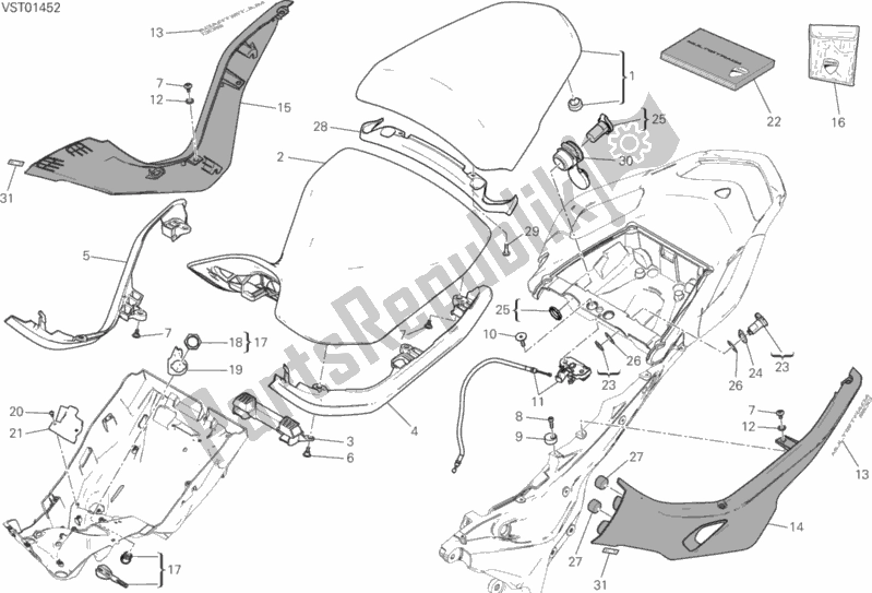 All parts for the Seat of the Ducati Multistrada 1200 ABS Sport Pack Brasil 2017